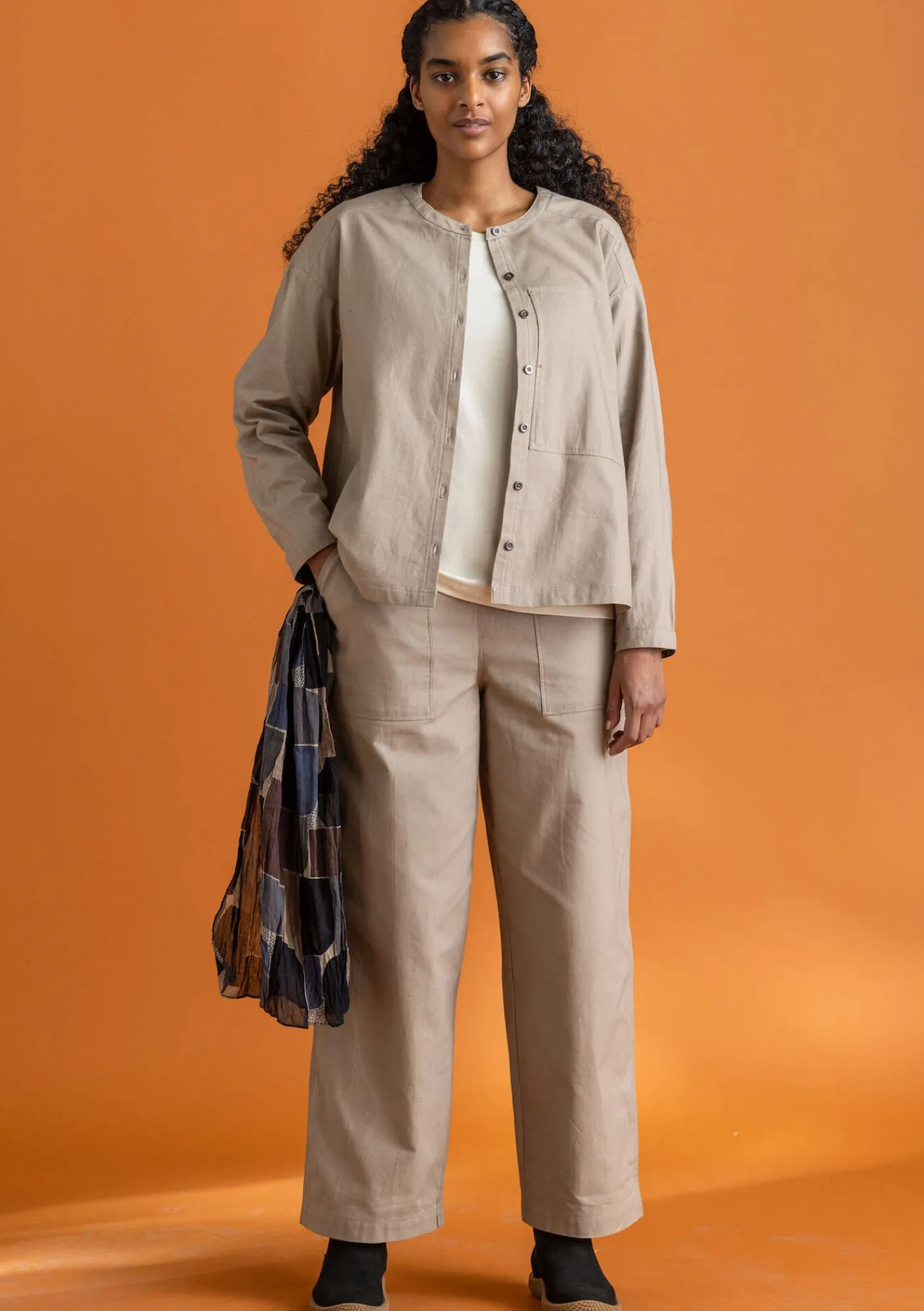 Gudrun Sjödén Pullover & Shirts>Twillbluse aus Bio-Baumwolle Taupe
