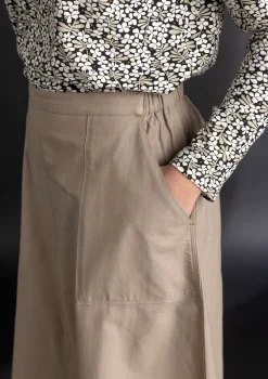 Gudrun Sjödén Röcke>Twillrock aus Bio-Baumwolle Taupe
