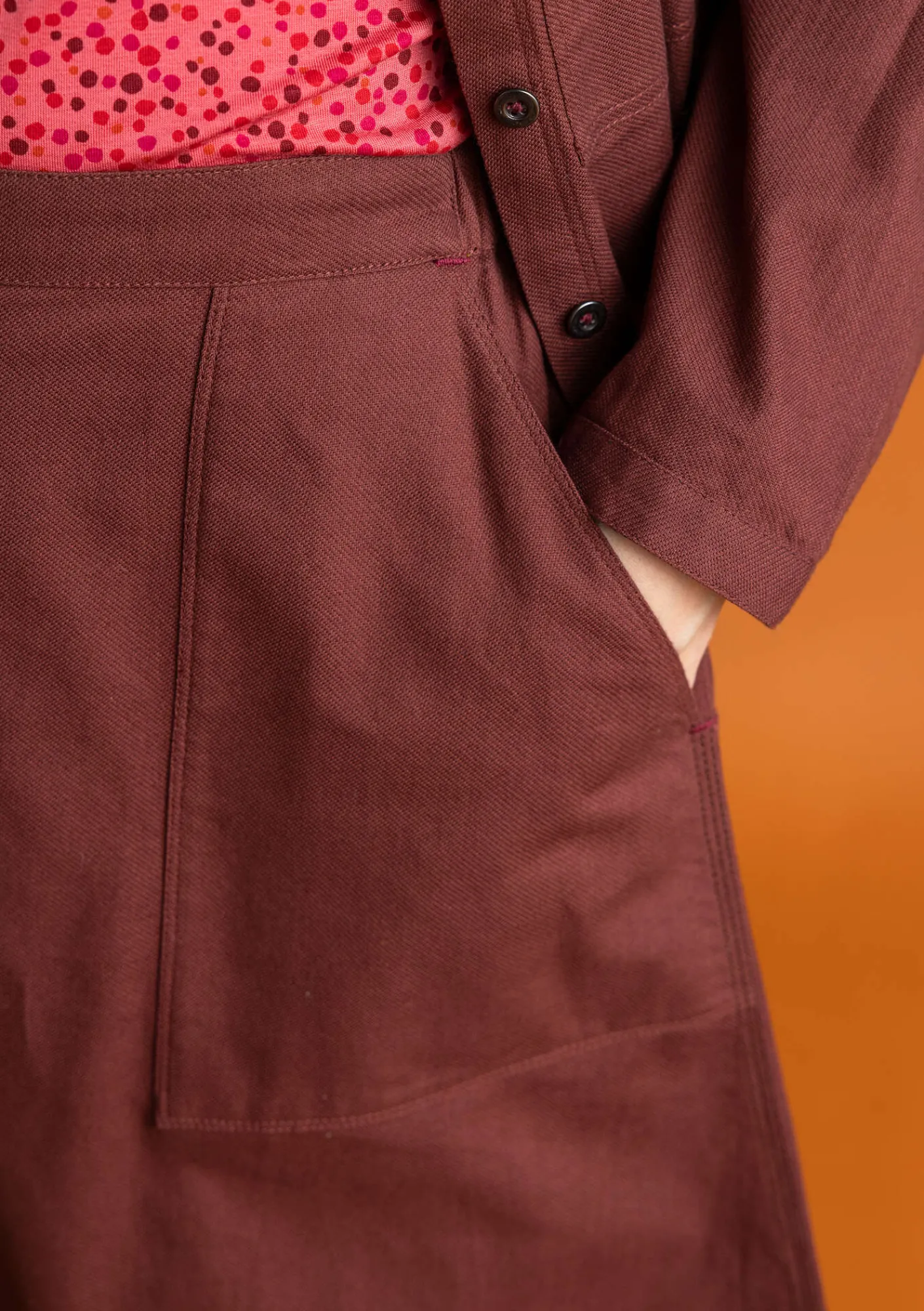 Gudrun Sjödén Röcke>Twillrock aus Bio-Baumwolle Rotebete