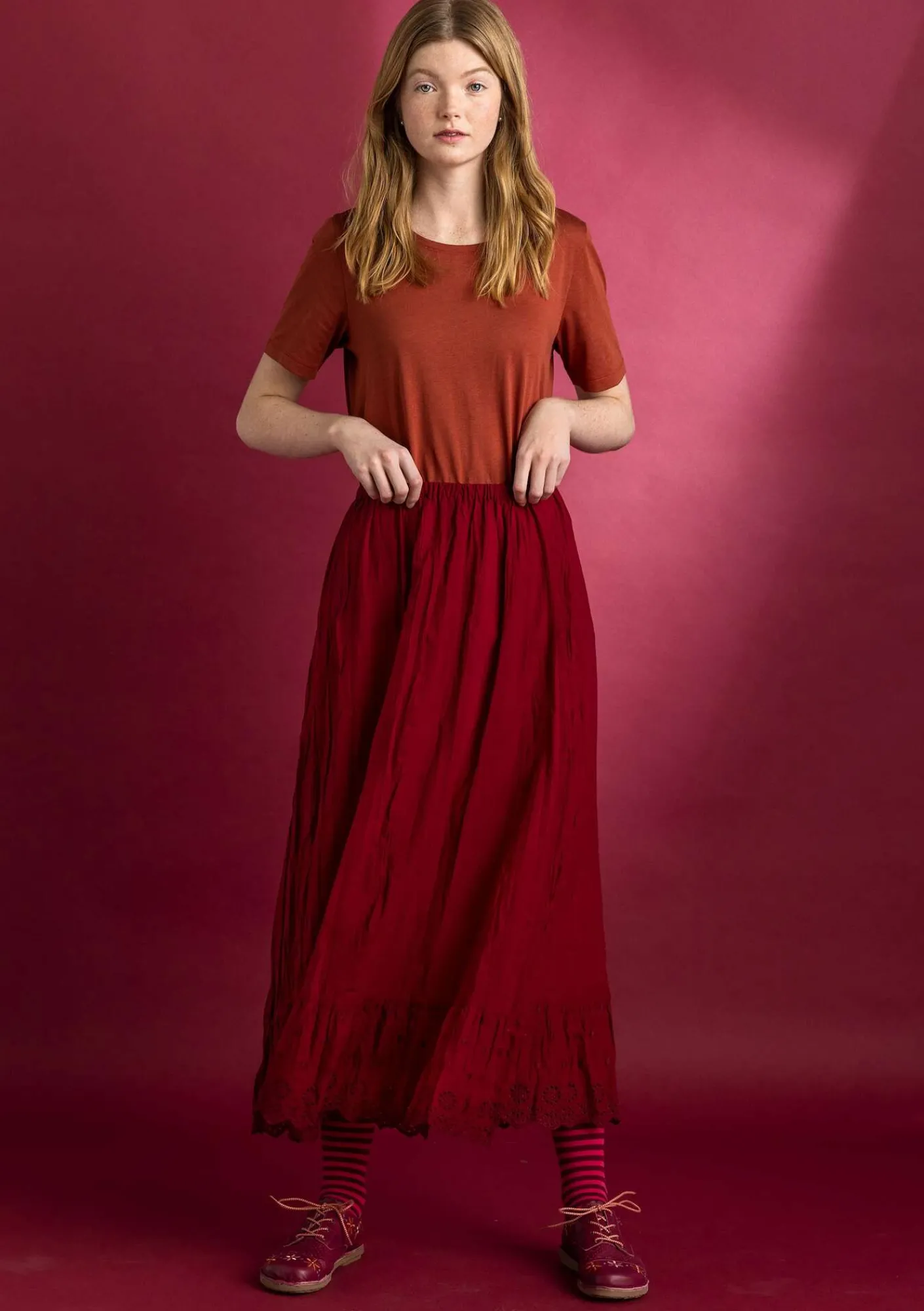 Gudrun Sjödén Röcke>Unterrock aus Bio-Baumwollgewebe Granatapfel