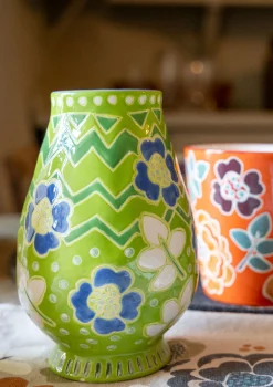 Gudrun Sjödén Dekoration & Accessoires|Geschirr>Vase „Wild rose“ aus Keramik Blattgrün