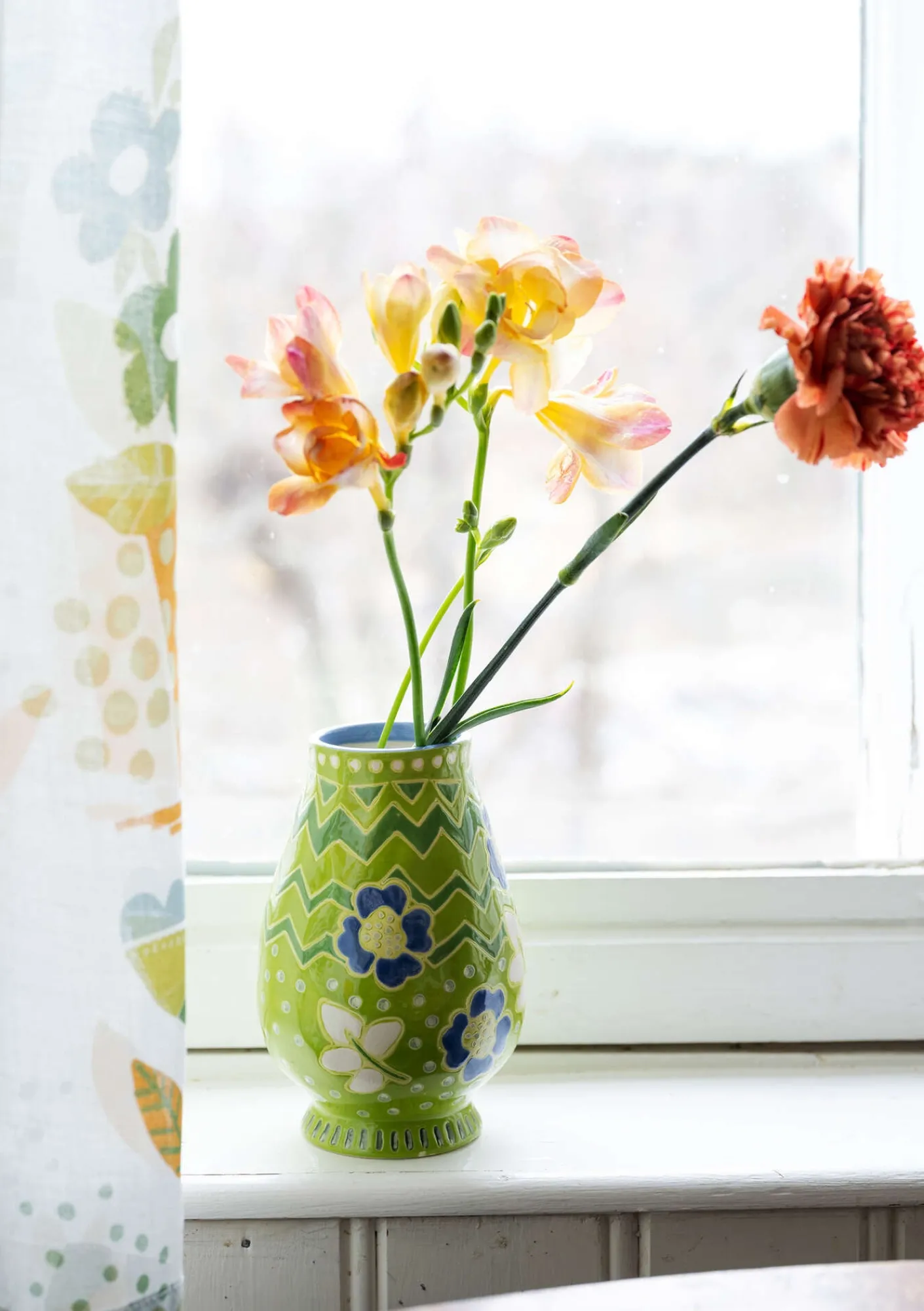 Gudrun Sjödén Dekoration & Accessoires|Geschirr>Vase „Wild rose“ aus Keramik Blattgrün