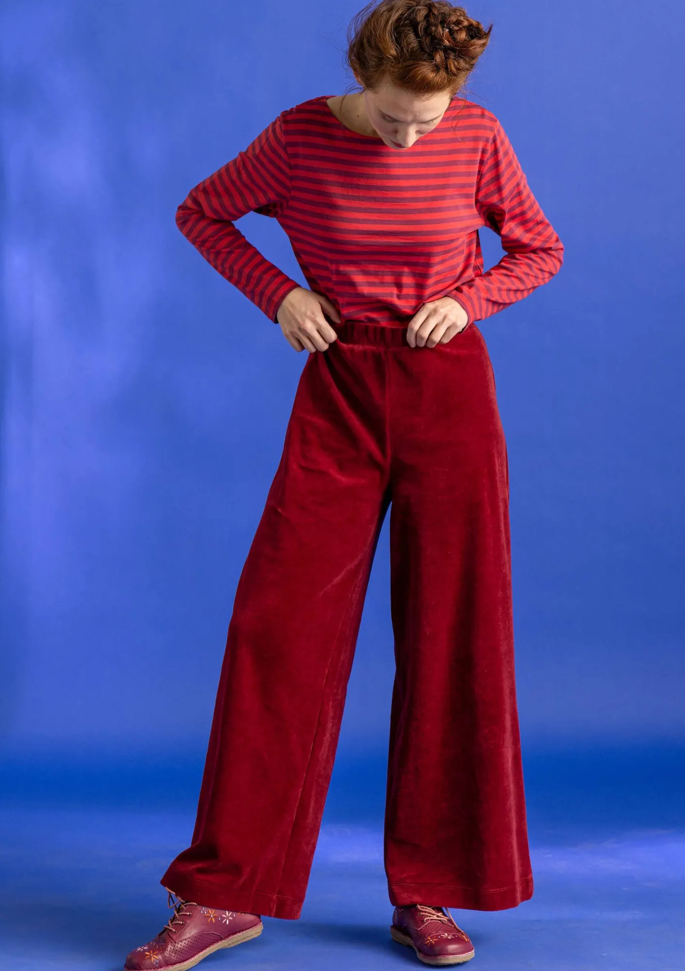 Gudrun Sjödén Hosen>Velourshose aus Bio-Baumwolle/Recycling-Polyester Granatapfel