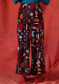 Gudrun Sjödén Hosen>Velourshose „Fyrverkeri“ aus Bio-Baumwolle/Recycling-Polyester Aubergine-gemustert