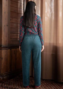 Gudrun Sjödén Hosen>Velourshose „Nora“ aus Bio-Baumwolle/Recycling-Polyester Indigogrün
