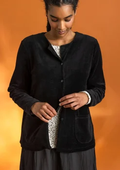 Gudrun Sjödén Strickjacken|Pullover & Shirts>Veloursjacke aus Bio-Baumwolle/Recycling-Polyester Schwarz