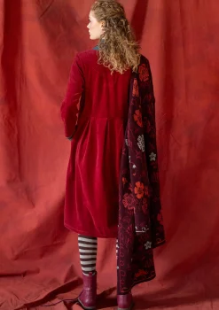 Gudrun Sjödén Kleider>Velourskleid „Fyrverkeri“ aus Bio-Baumwolle/Recycling-Polyester Granatapfel
