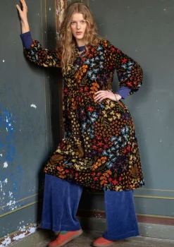 Gudrun Sjödén Kleider>Velourskleid „Katla“ aus Bio-Baumwolle/Recycling-Polyester Schwarz