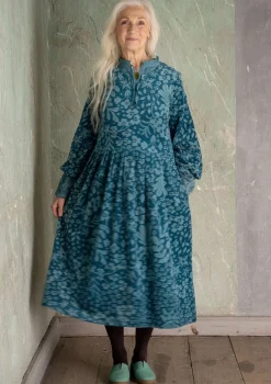 Gudrun Sjödén Kleider>Velourskleid „Katla“ aus Bio-Baumwolle/Recycling-Polyester Veronagrün