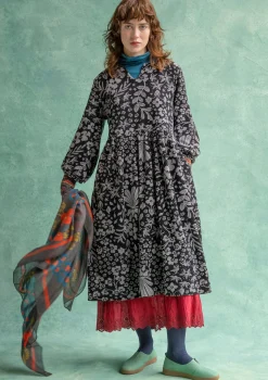Gudrun Sjödén Kleider>Velourskleid „Katla“ aus Bio-Baumwolle/Recycling-Polyester Grafit