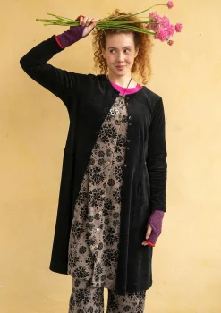 Gudrun Sjödén Kleider>Velourskleid „Selma“ aus Bio-Baumwolle/Recycling-Polyester Schwarz