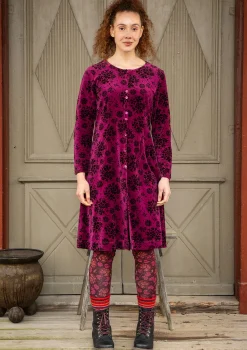Gudrun Sjödén Kleider>Velourskleid „Selma“ aus Bio-Baumwolle/Recycling-Polyester Traube