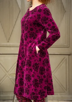 Gudrun Sjödén Kleider>Velourskleid „Selma“ aus Bio-Baumwolle/Recycling-Polyester Traube