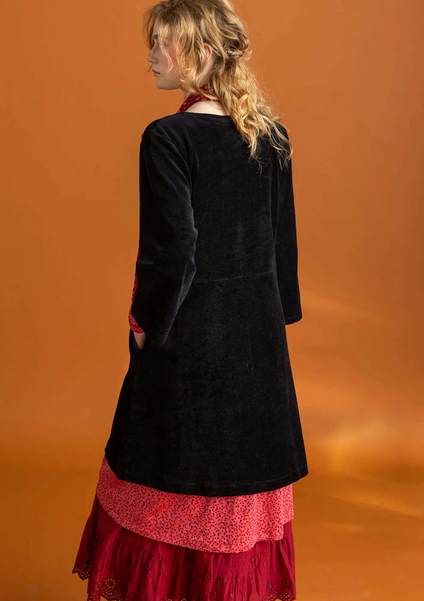 Gudrun Sjödén Tuniken>Velourstunika aus Bio-Baumwolle/Recycling-Polyester Schwarz