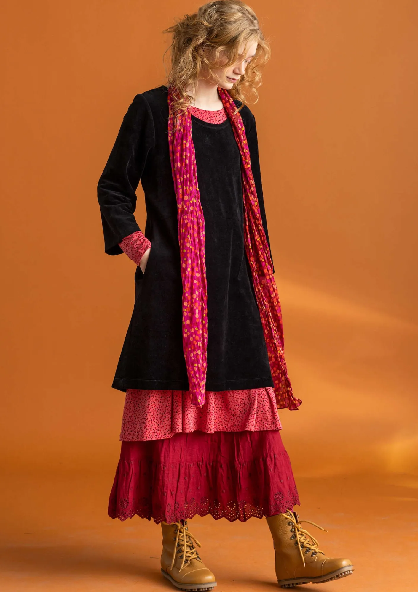 Gudrun Sjödén Tuniken>Velourstunika aus Bio-Baumwolle/Recycling-Polyester Schwarz