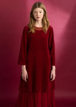 Gudrun Sjödén Tuniken>Velourstunika aus Bio-Baumwolle/Recycling-Polyester Granatapfel