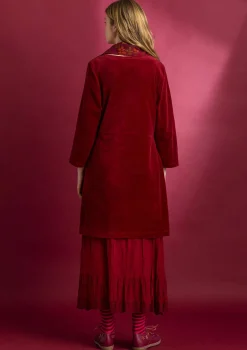 Gudrun Sjödén Tuniken>Velourstunika aus Bio-Baumwolle/Recycling-Polyester Granatapfel