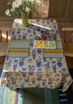 Gudrun Sjödén Tischdecken & -läufer|Küche & Esszimmer>Wachstuch „Flower pots“ aus Bio-Baumwolle Graulila