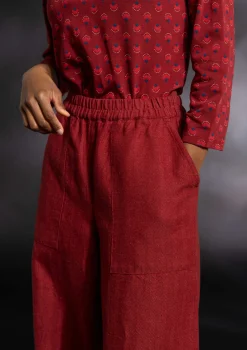 Gudrun Sjödén Hosen>Webhose „Woodland“ aus Bio-Baumwolle/Leinen Achatrot