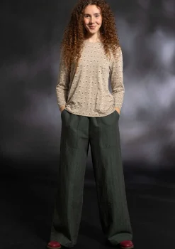 Gudrun Sjödén Hosen>Webhose „Woodland“ aus Bio-Baumwolle/Leinen Opalgrün