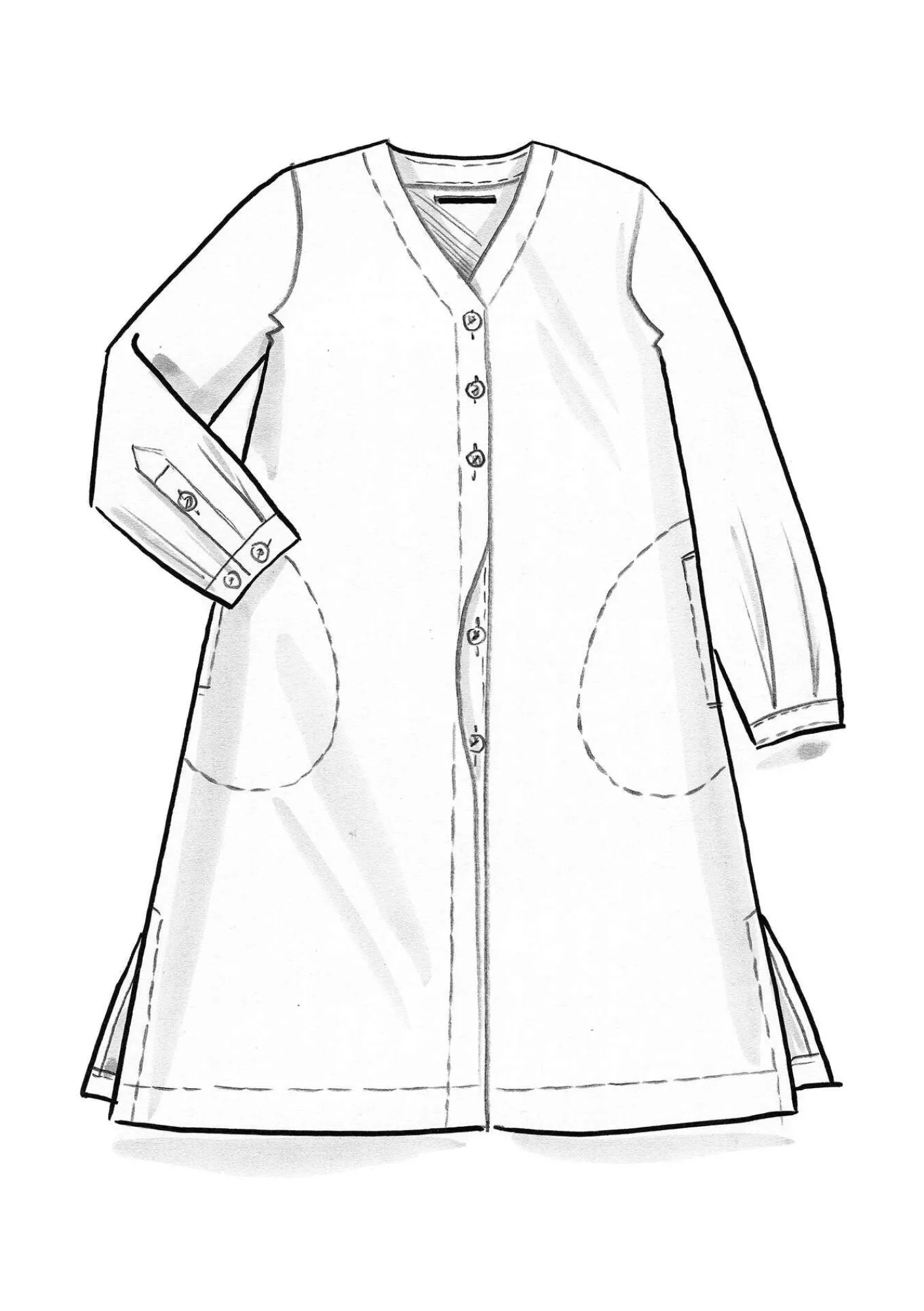 Gudrun Sjödén Kleider>Webkleid aus Bio-Baumwolle/Leinen Dunkelnatur