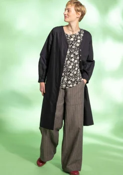 Gudrun Sjödén Kleider>Webkleid aus Bio-Baumwolle/Leinen Schwarz