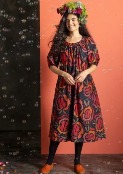 Gudrun Sjödén Kleider>Webkleid „Great Rose“ aus Bio-Baumwolle/Seide Schwarz