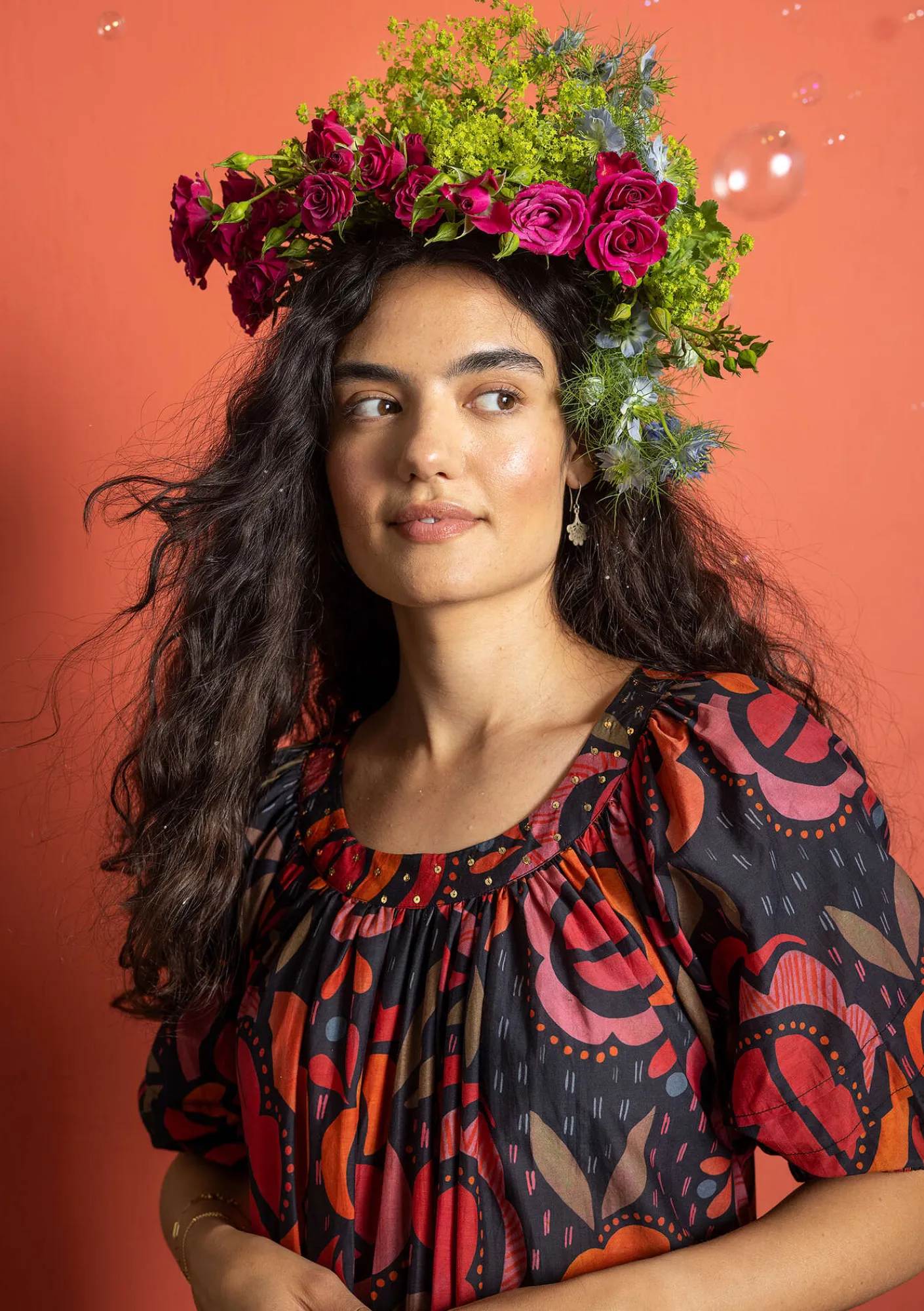 Gudrun Sjödén Kleider>Webkleid „Great Rose“ aus Bio-Baumwolle/Seide Schwarz