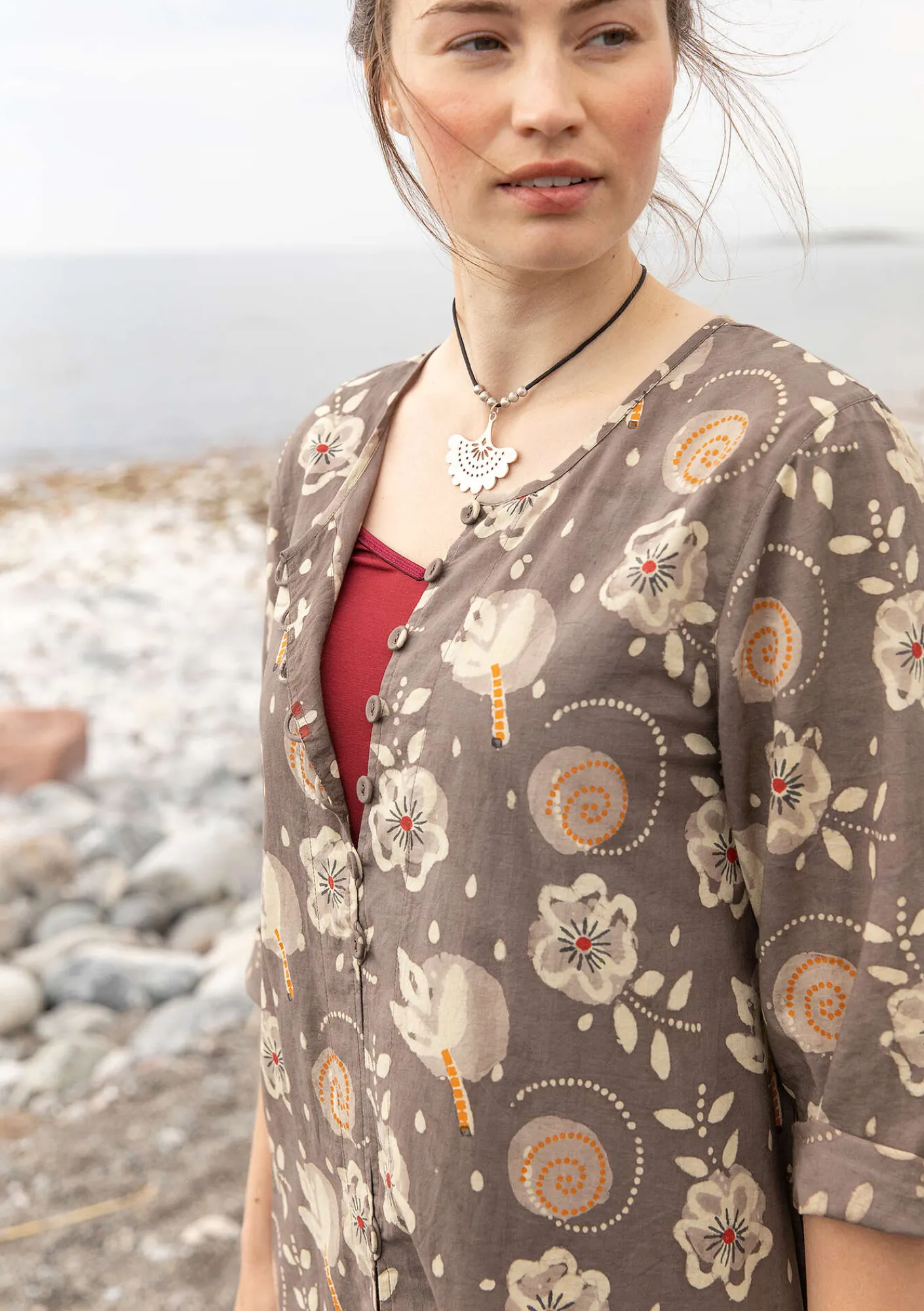 Gudrun Sjödén Kleider>Webkleid „Kamala“ aus Bio-Baumwolle Kashish