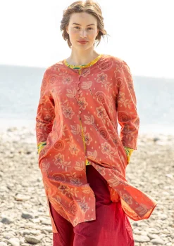 Gudrun Sjödén Kleider>Webkleid „Kamala“ aus Bio-Baumwolle Henna