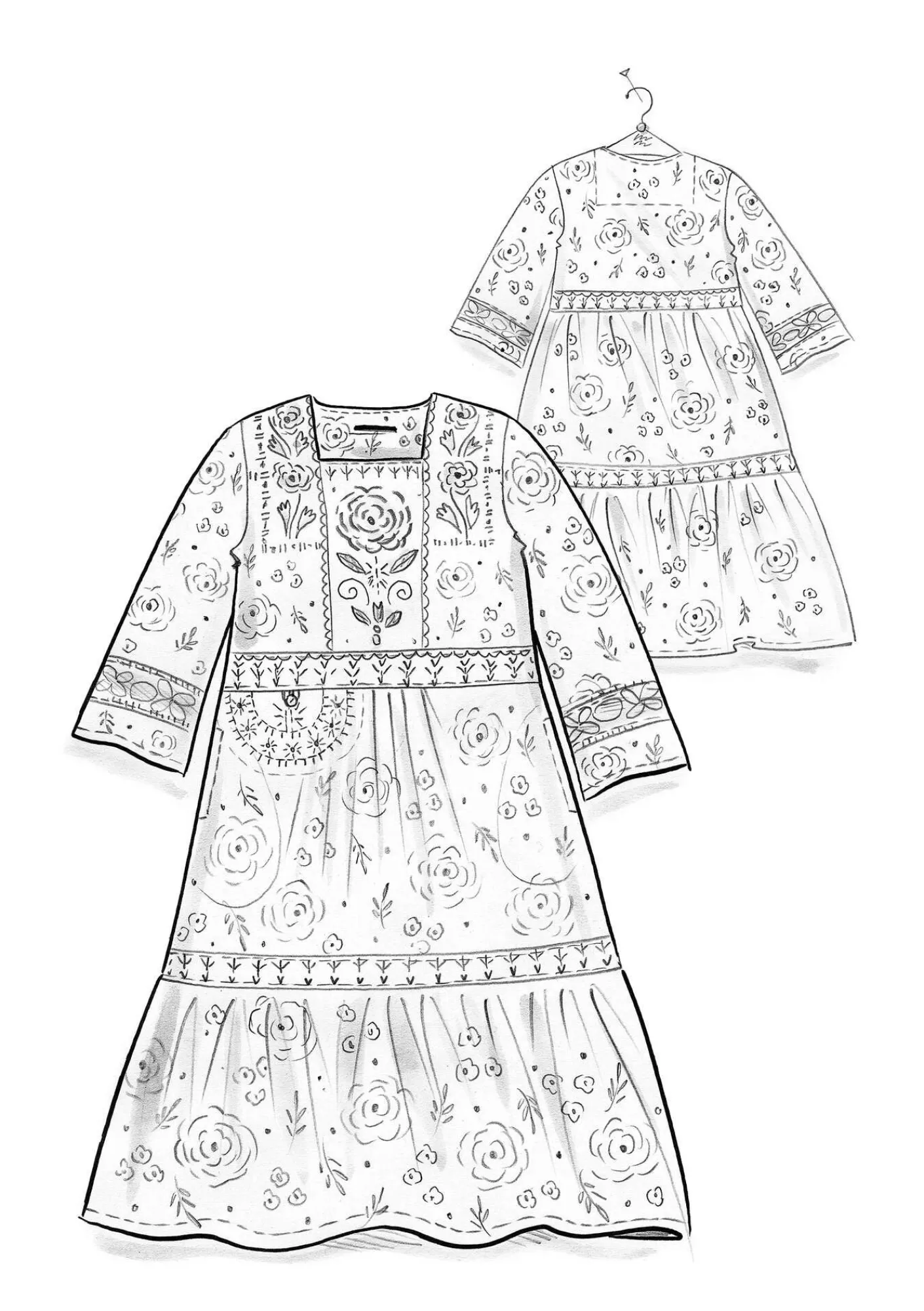 Gudrun Sjödén Kleider>Webkleid „Kamelia“ aus Bio-Baumwolle/Seide Indigoblau