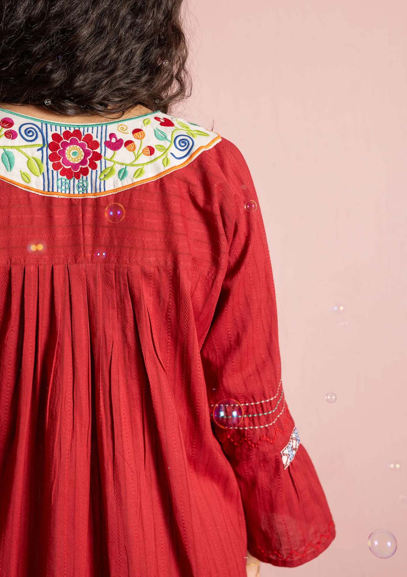 Gudrun Sjödén Kleider>Webkleid „Kristina“ aus Bio-Baumwolle Mohn