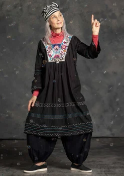 Gudrun Sjödén Kleider>Webkleid „Kristina“ aus Bio-Baumwolle Schwarz