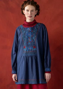 Gudrun Sjödén Tuniken>Webtunika „Wanja“ aus Bio-Baumwolle Indigo