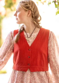 Gudrun Sjödén Westen>Weste „Stina“ aus Bio-Baumwollgewebe Kupfer