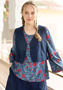 Gudrun Sjödén Westen>Weste „Stina“ aus Bio-Baumwollgewebe Tinte