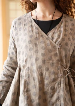 Gudrun Sjödén Blusen>Wickelbluse „Piccolo“ aus Leinen Taupe